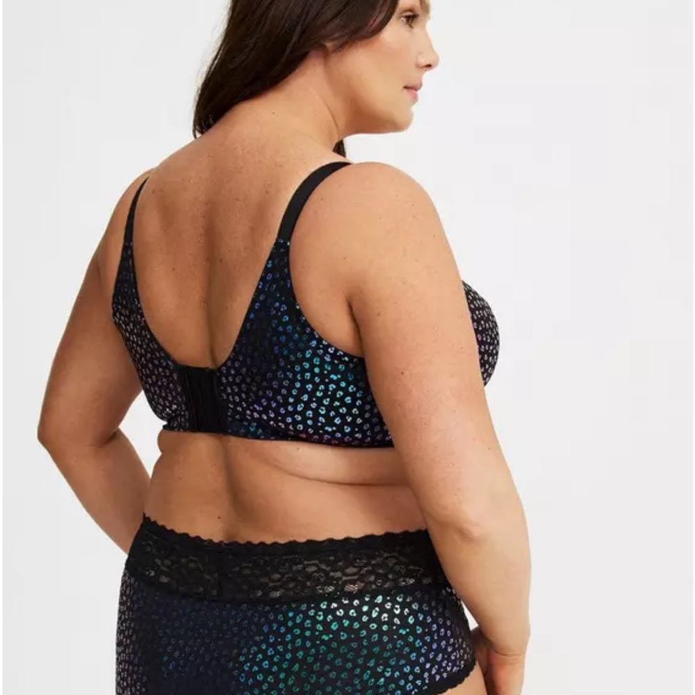 🆕 Torrid Iridescent Leopard Black Demi Push Up Bra Sz 48D NWT - Picture 3 of 11